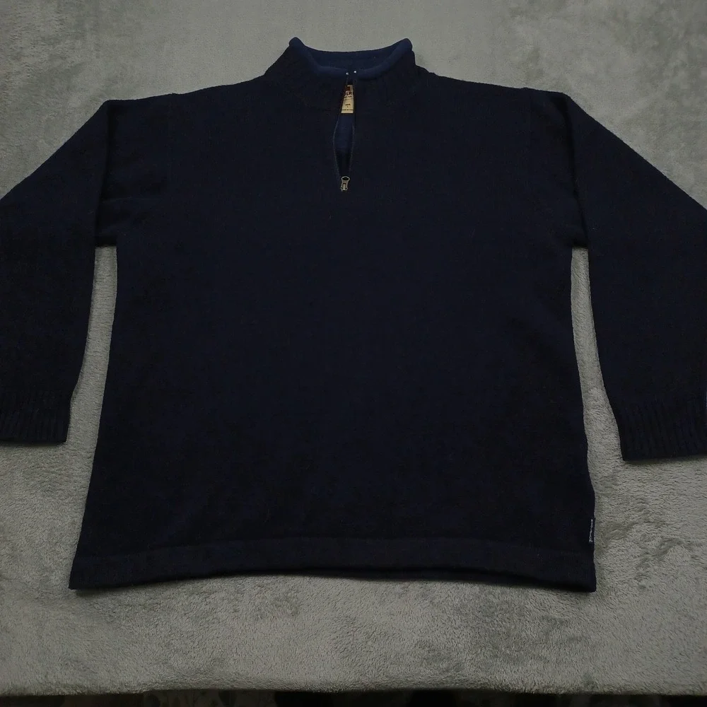 Woolrich Sweater Mens Large Blue 1/4‎ Zip Pullover Wool Outdoor Casual